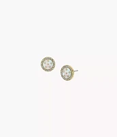 Classic Mother-of-Pearl Gold-Tone Stainless Steel Stud Earrings