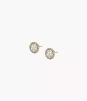 Classic Mother-of-Pearl Gold-Tone Stainless Steel Stud Earrings