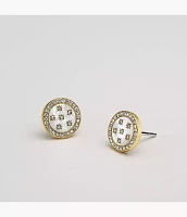 Classic Mother-of-Pearl Gold-Tone Stainless Steel Stud Earrings