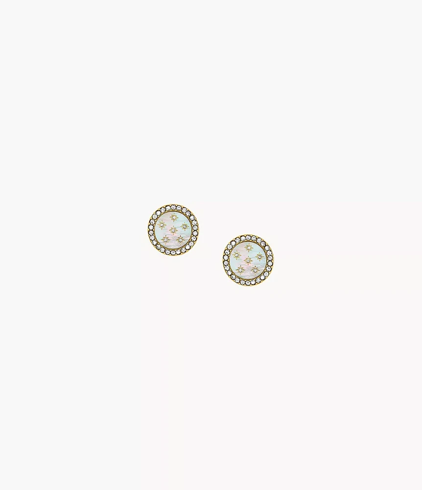 Classic Mother-of-Pearl Gold-Tone Stainless Steel Stud Earrings