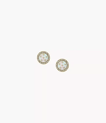 Classic Mother-of-Pearl Gold-Tone Stainless Steel Stud Earrings