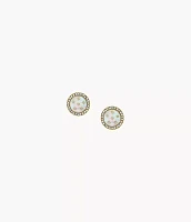 Classic Mother-of-Pearl Gold-Tone Stainless Steel Stud Earrings