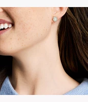 Classic Mother-of-Pearl Gold-Tone Stainless Steel Stud Earrings