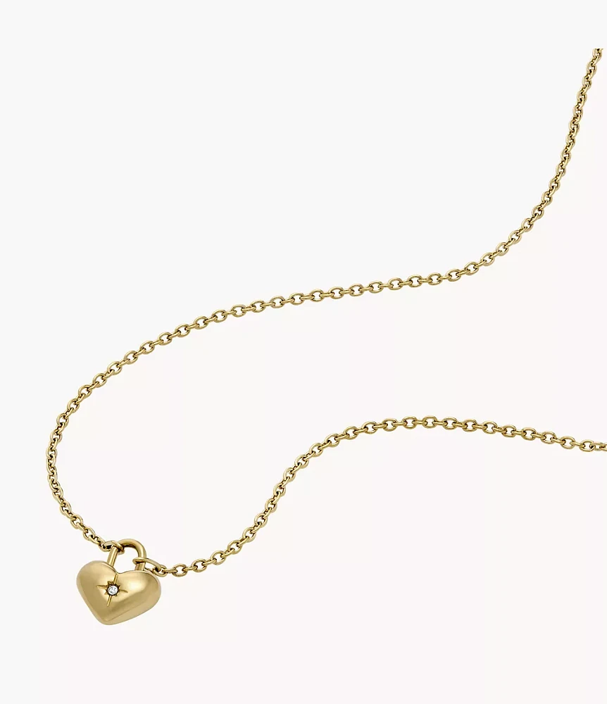 Gold-Tone Stainless Steel Heart Necklace and Earrings Gift Set