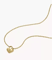Gold-Tone Stainless Steel Heart Necklace and Earrings Gift Set