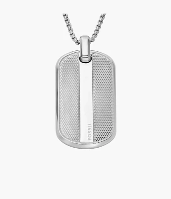 Knox Knurled Texture Stainless Steel Dog Tag Necklace