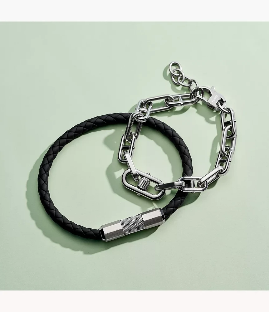 Knox Knurled Texture Stainless Steel Chain Bracelet