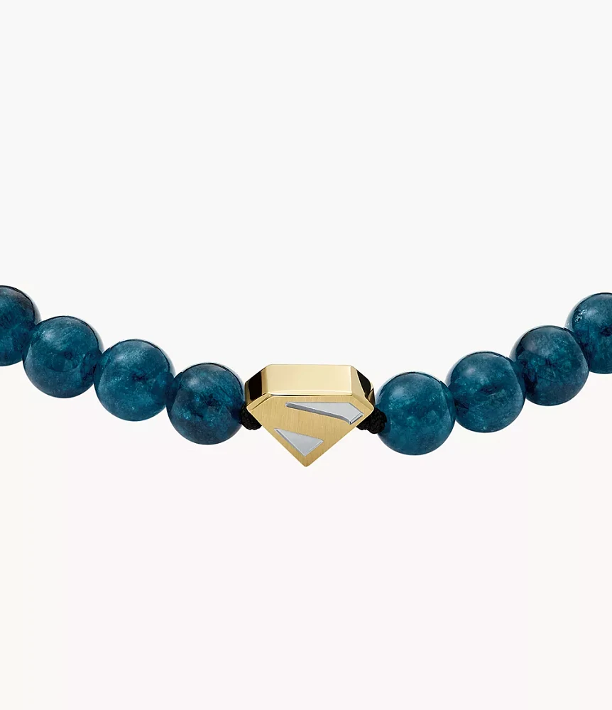 Superman x Fossil Navy Blue Stainless Steel Beaded Bracelet