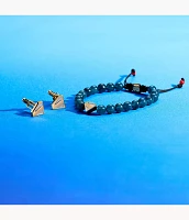 Superman x Fossil Navy Blue Stainless Steel Beaded Bracelet
