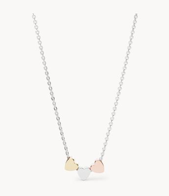 Elliott Mother's Day Heart Tri-Tone Sterling Silver Boxed Necklace - JFS00400998 - Fossil