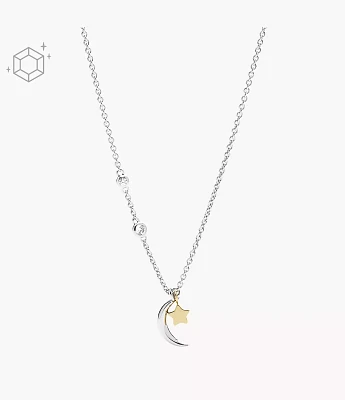 Sterling Silver Star and Crescent Moon Necklace