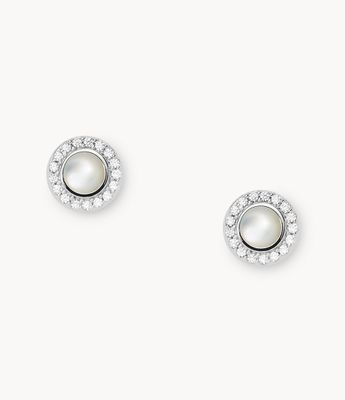 Elliott Little Charms Mother-of-Pearl Sterling Silver Stud Earrings - JFS00537040 - Fossil