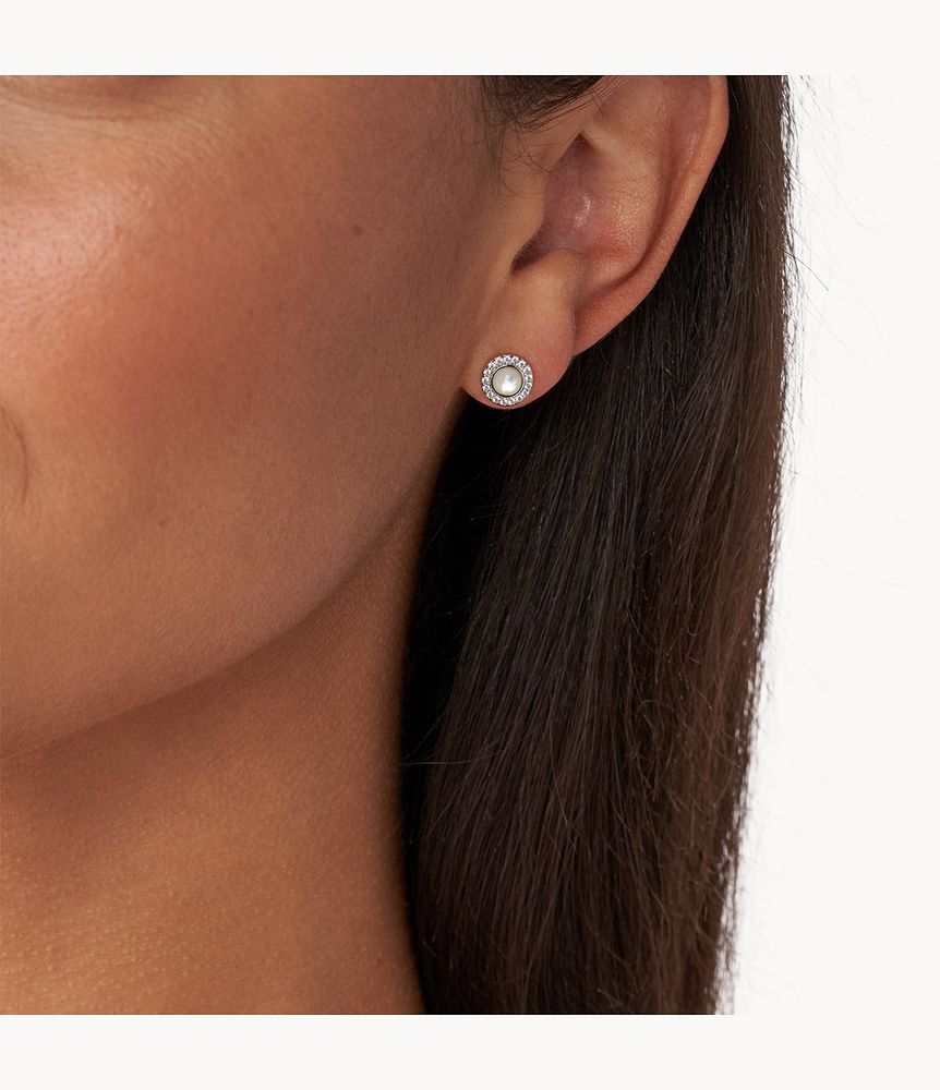 Elliott Little Charms Mother-of-Pearl Sterling Silver Stud Earrings - JFS00537040 - Fossil