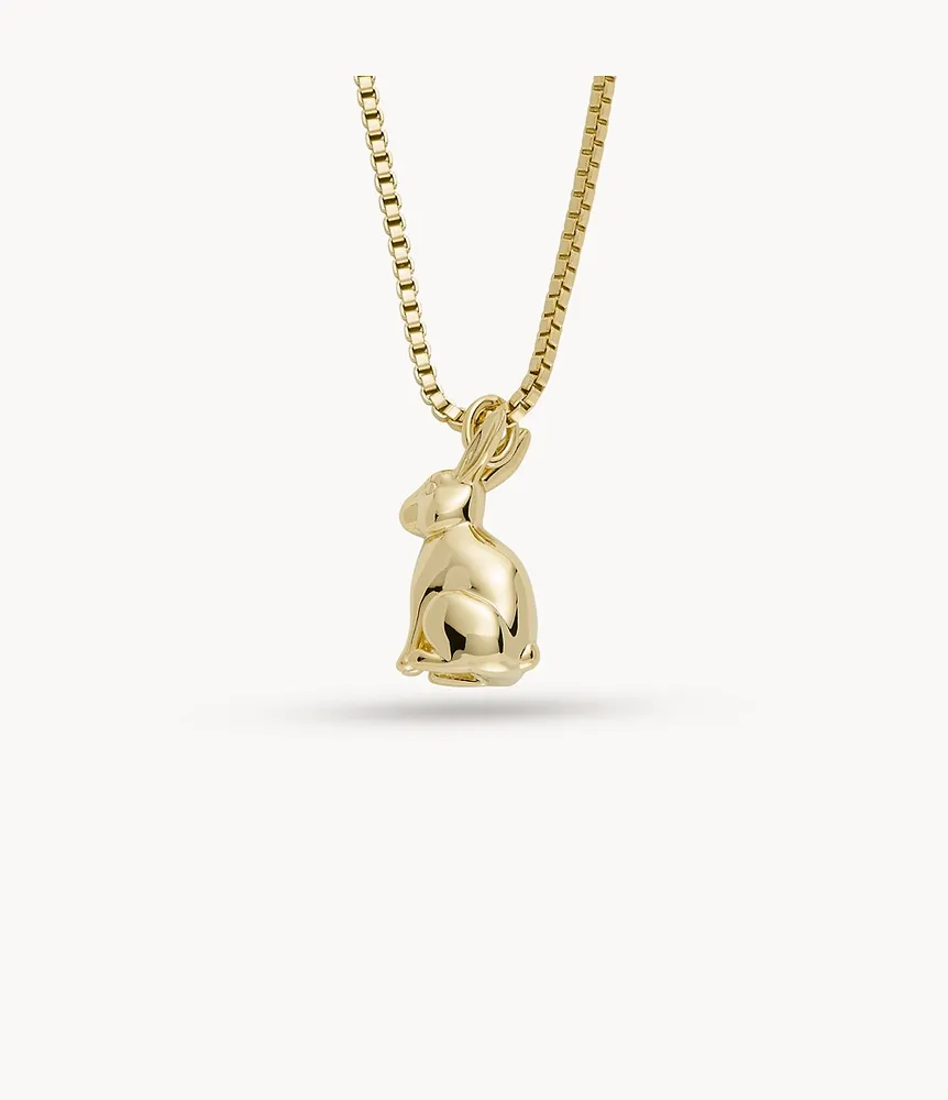 Lunar New Year Rabbit 14K Gold Plated Sterling Silver Pendant Necklace