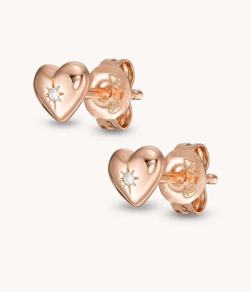 True Love 14K Rose Gold Plated Clear Laboratory Grown Diamond Stud Earrings