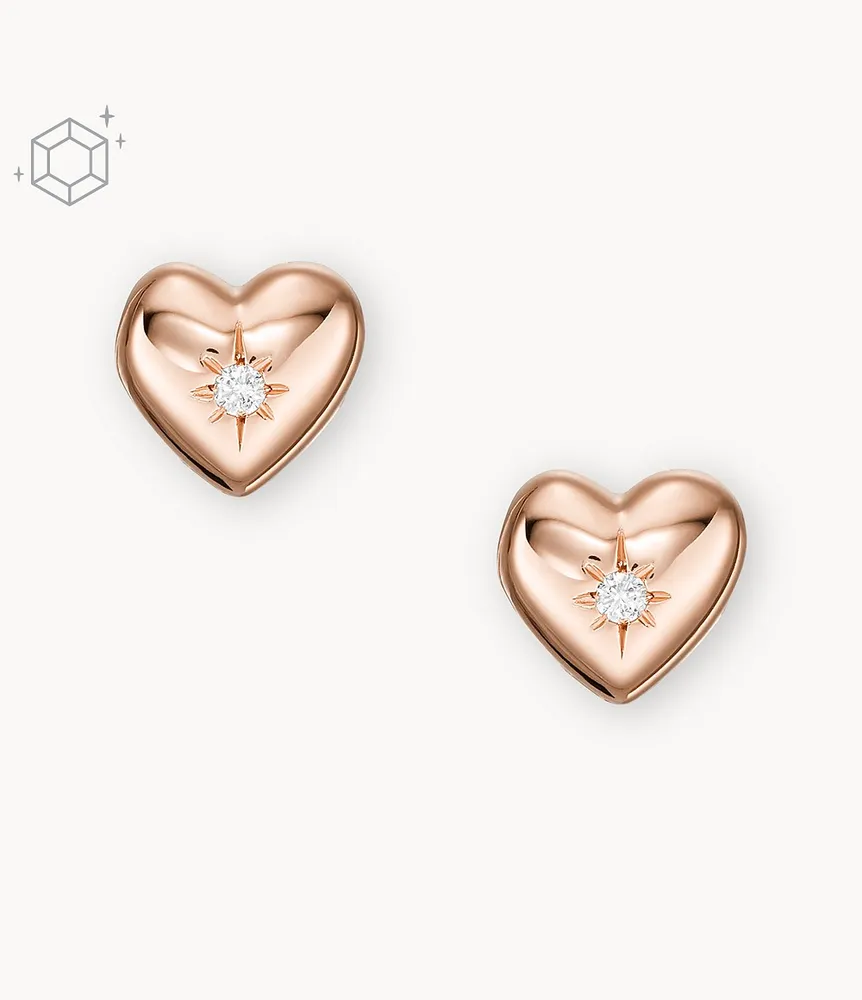 True Love 14K Rose Gold Plated Clear Laboratory Grown Diamond Stud Earrings