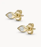 Evil Eye 14K Gold Plated Clear Laboratory Grown Diamond Stud Earrings