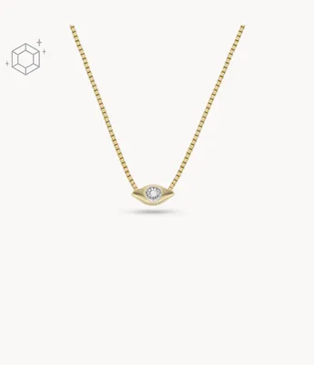 Evil Eye 14K Gold Plated Clear Laboratory Grown Diamond Station Necklace