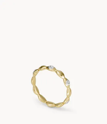 Evil Eye 14K Gold Plated Clear Laboratory Grown Diamond Band Ring