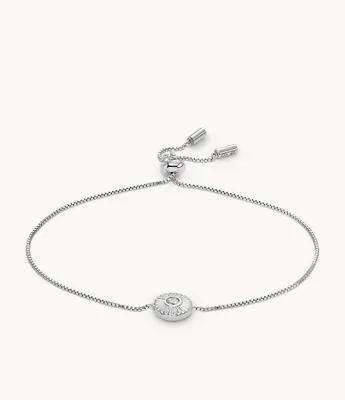Sterling Silver Texture Circle Chain Bracelet