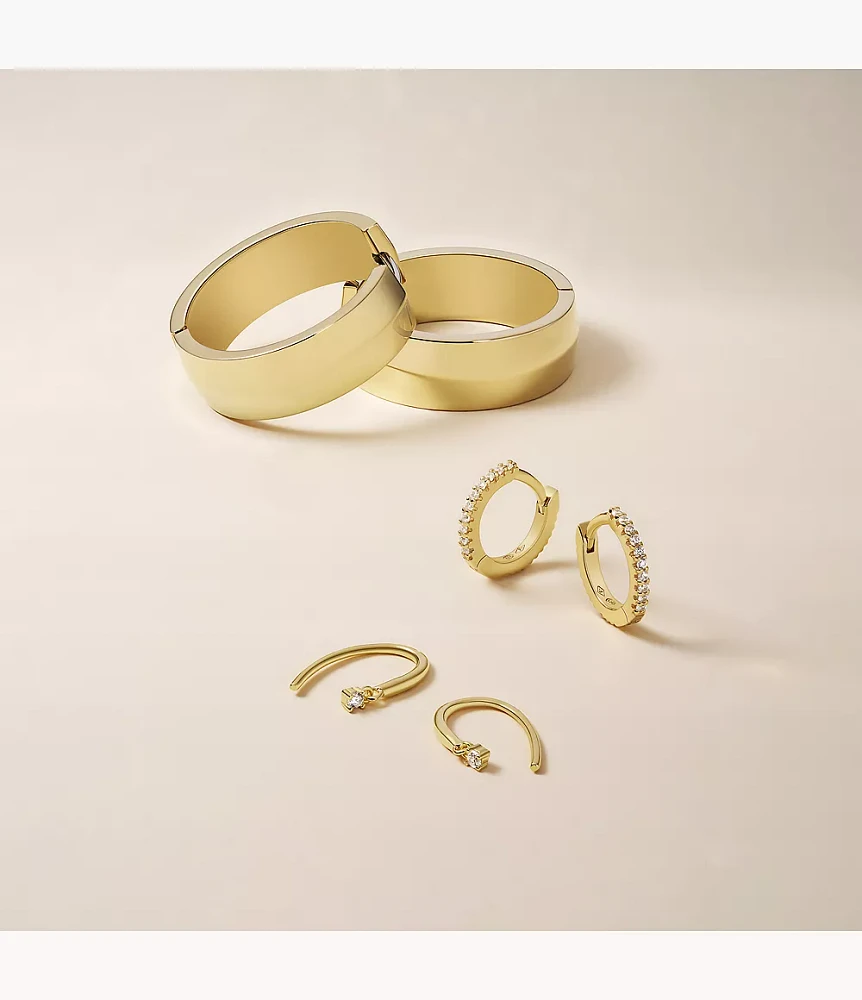 All Stacked Up Gold-Tone Sterling Silver Pull Through Earrings