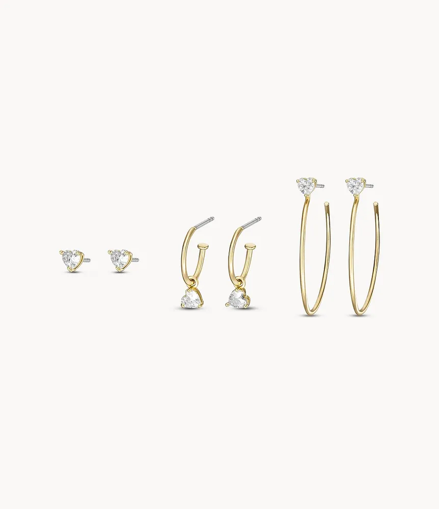 Gold-Tone Brass Earrings Set