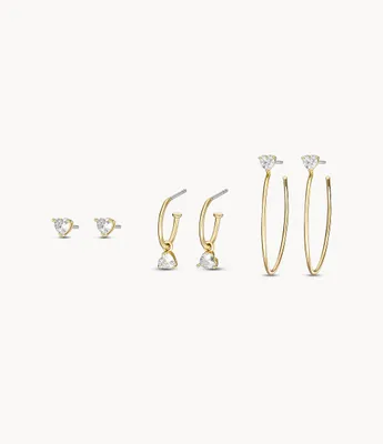 Gold-Tone Brass Earrings Set