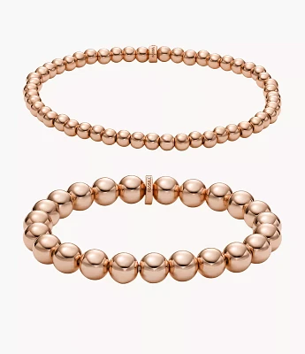 Rose Gold-Tone Brass Beaded Bracelet Gift Set