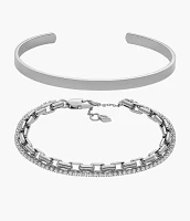 Silver-Tone Brass Beaded Bracelet Gift Set