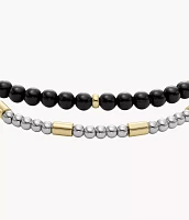 Two-Tone Brass Beaded Bracelet Gift Set