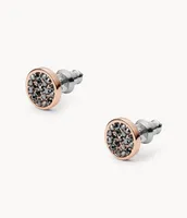 Pavé Disc Rose Gold-Tone Brass Studs