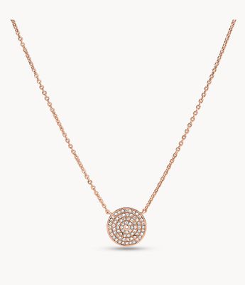 Rose Gold-Tone Brass Pendant Necklace - JOA00626791 - Fossil
