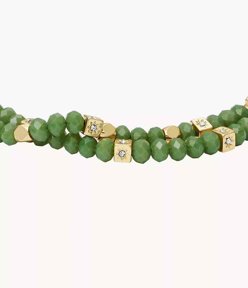Arm Party Green Glass Beaded Bracelet