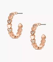 Hazel Heartbeat Rose Gold-Tone Brass Hoop Earrings