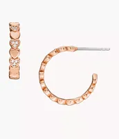 Hazel Heartbeat Rose Gold-Tone Brass Hoop Earrings