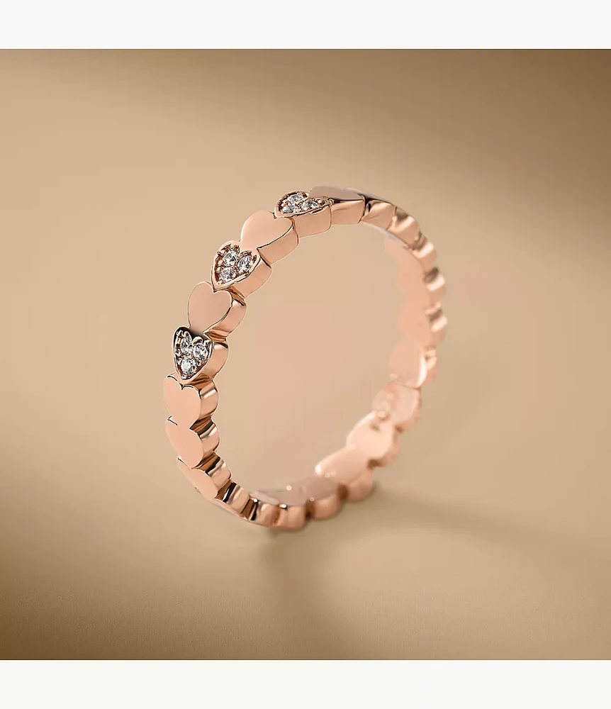 Hazel Heartbeat Rose Gold-Tone Brass Ring