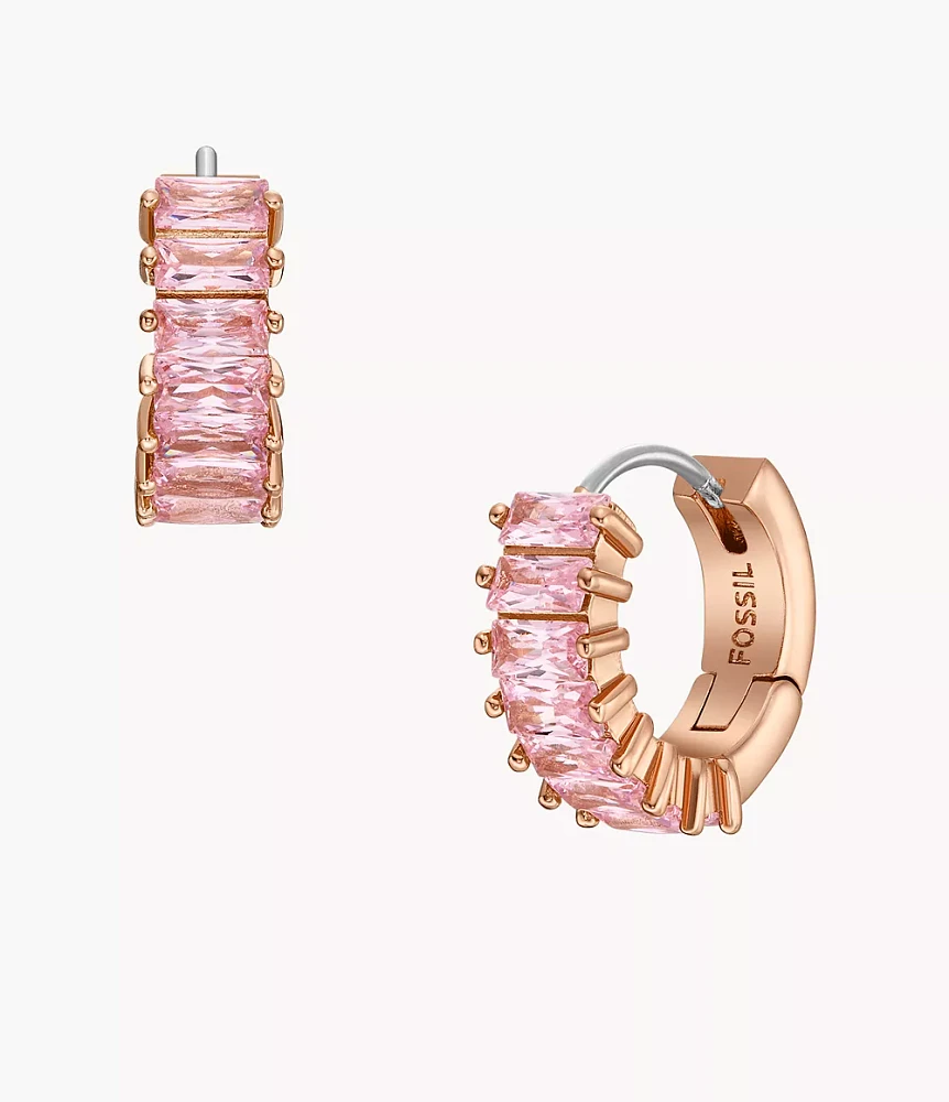 Hazel Valentine Heart Pink Crystals Hoop Earrings