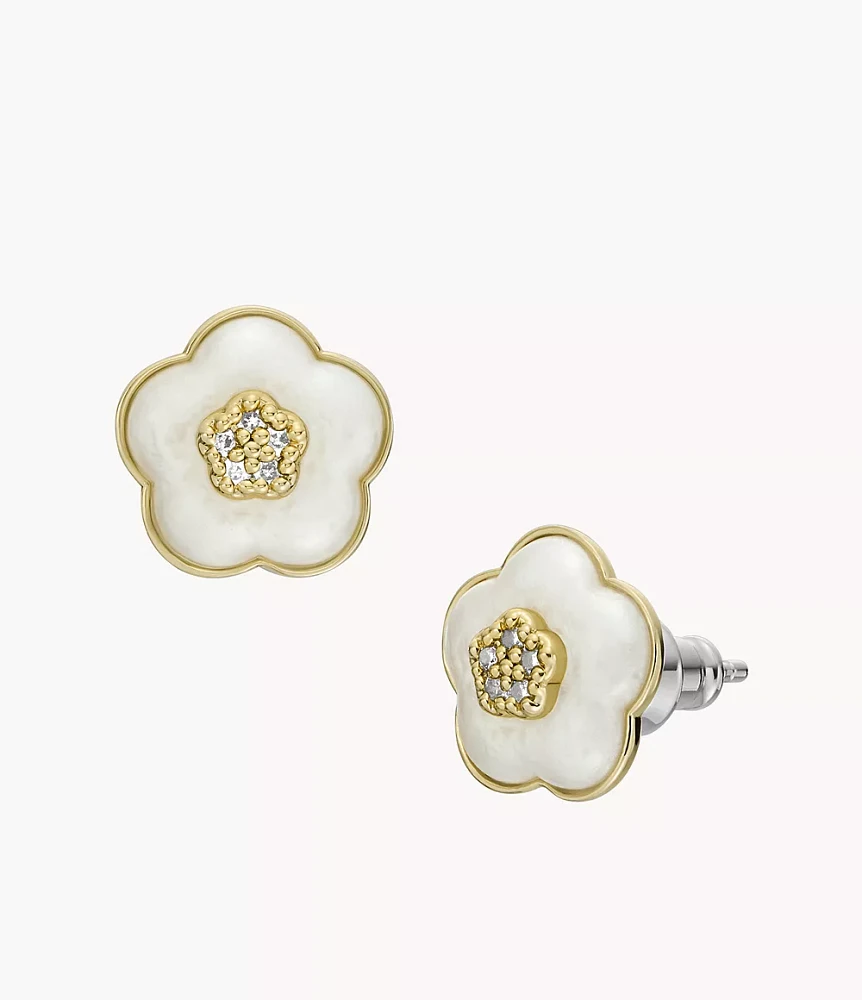 Mothers Day Pearl White Resin Stud Earrings