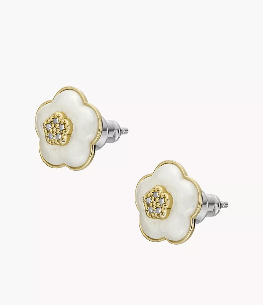 Mothers Day Pearl White Resin Stud Earrings