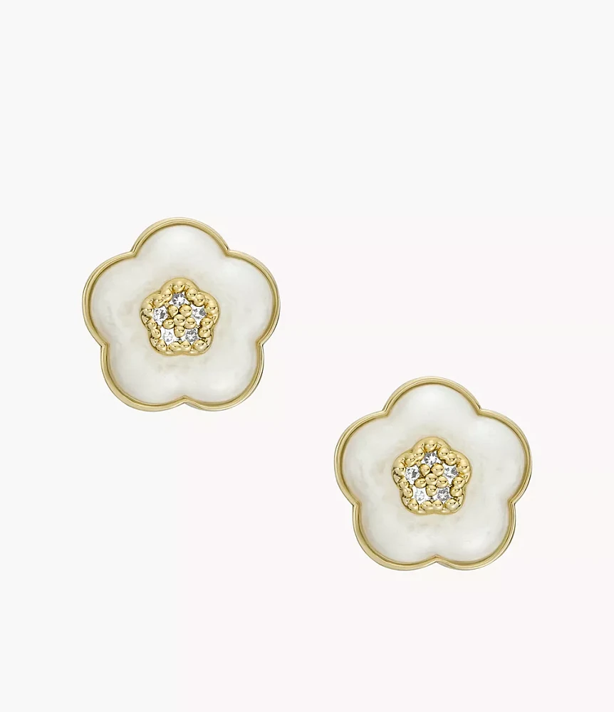 Mothers Day Pearl White Resin Stud Earrings