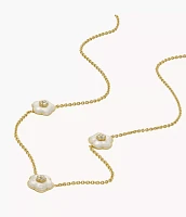 Mothers Day Pearl White Resin Station Necklace