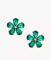 Garden Party Emerald Green Crystals Stud Earrings