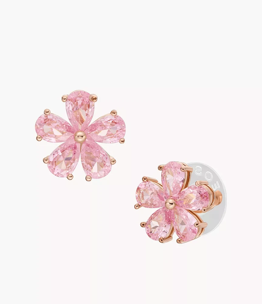 Garden Party Pink Crystals Stud Earrings