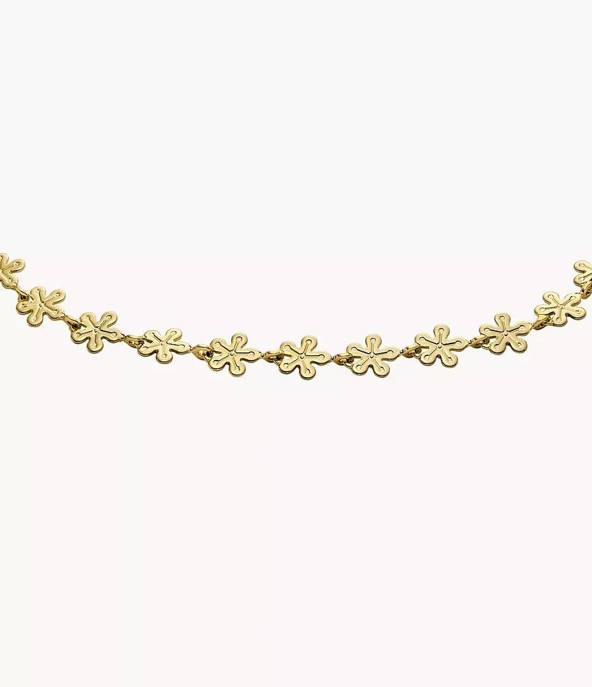 Garden Party Gold-Tone Brass Station Anklet