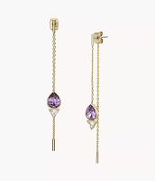 Ear Party Amethyst Purple and Clear Crystal Drop Earrings