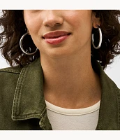 Silver-Tone Brass Hoop Earrings