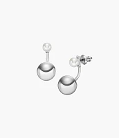 Archival Bold Links Silver-Tone Brass Jacket Earrings