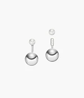 Archival Bold Links Silver-Tone Brass Jacket Earrings