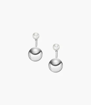 Archival Bold Links Silver-Tone Brass Jacket Earrings