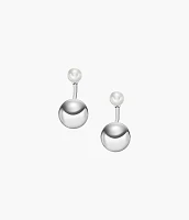 Archival Bold Links Silver-Tone Brass Jacket Earrings